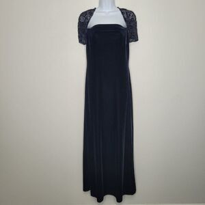 black velvet flower lace goth witchy whimsigoth maxi prom homecoming dress